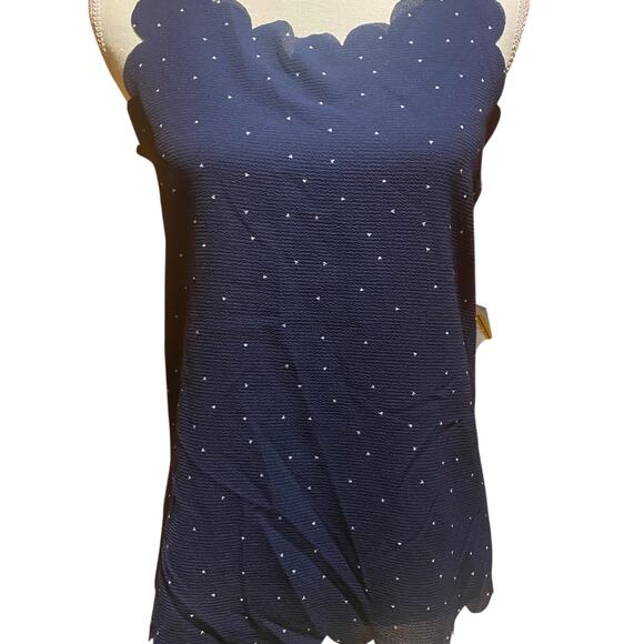 Elle Size XS Fairy Cottage Scalloped Hem New with Tags sleeveless blouse Navy - Picture 1 of 8